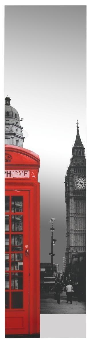Zrcadlo 35 x 140 cm potisk červená telefonní budka londýn london PHONE BOX
